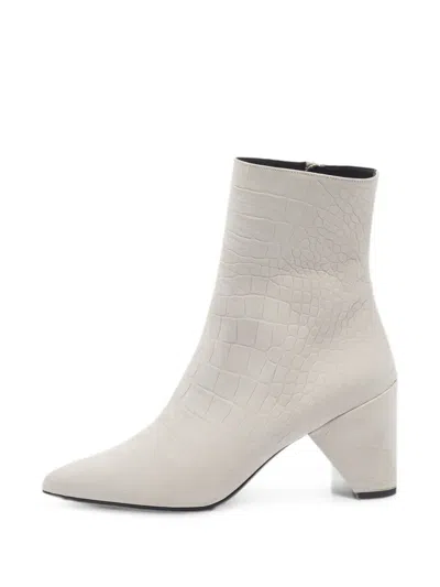 Pre-owned Amiri Pointed-toe Heeled Ankle Boots In White