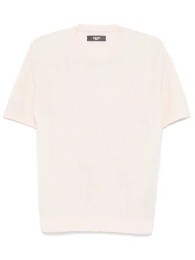Amiri Pointelle-knit T-shirt In Neutrals