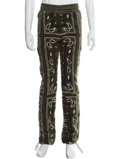 Pre-owned Amiri Polka Dot Print Leather Trim Embellishment Pajama Bottoms W/ Tags In Green