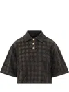 Amiri Ma Quad Textured-pattern Polo Shirt In Black