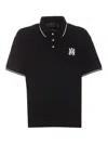 Amiri Black Polo Shirt With Classic Collar And Logo Embroidery On The Front In Negro