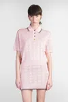 Amiri Open-knit Viscose Polo Shirt In Pink