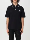 Amiri Men Black Polo Shirt With Classic Collar And Logo Embroidery On The Front In Cotton Man In 黑色