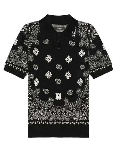 Amiri Logo-bandana Jacquard Polo Shirt In Black