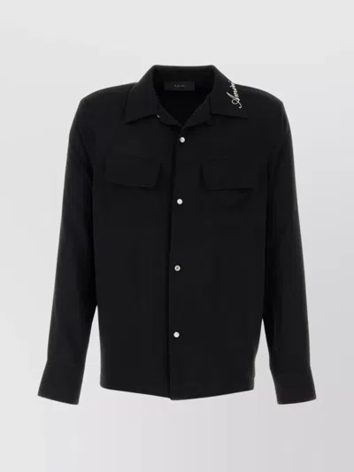 Amiri Polyester Shirt With Chest Pockets And Embroidered Detail In Black