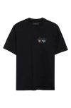 Amiri Pool Cue Black Crewneck T-shirt With Logo Detail On The Front And Maxi Logo Print On The Rear In Cot In Black