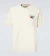 Amiri Pool Cue Beige Crewneck T-shirt With Logo Detail On The Front And Maxi Logo Print On The Rear In Cot In White