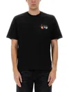 Amiri 'pool Cue' Black Crewneck T-shirt With Logo Detail On The Front And Maxi Logo Print On The Rear