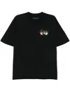 Amiri Pool Cue Black Crewneck T-shirt With Logo Detail On The Front And Maxi Logo Print On The Rear In Cot In 黑色