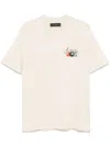 Amiri Pool Cue Beige Crewneck T-shirt With Logo Detail On The Front And Maxi Logo Print On The Rear In Cot In Neutrals