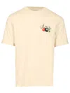 Amiri Pool Cue Beige Crewneck T-shirt With Logo Detail On The Front And Maxi Logo Print On The Rear In Cot In Beige