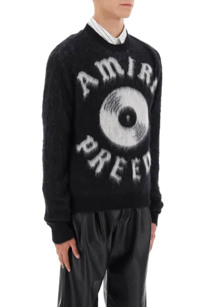 Amiri Preemo Mohair Blend Crewneck Sweater In Black