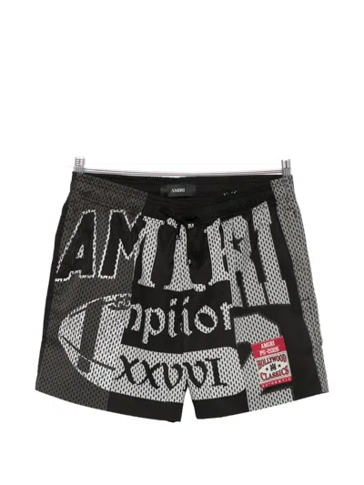Amiri Print Drawstring Swim Shorts In Black