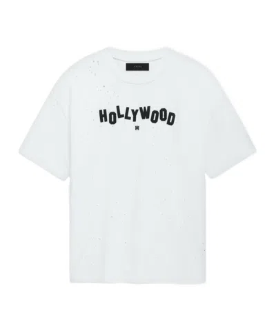 Amiri Hollywood Shotgun Distressed T-shirt In White