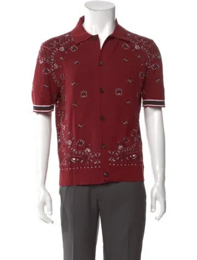 Pre-owned Amiri Printed Collar Polo Shirt In Red