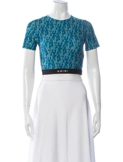 Pre-owned Amiri Printed Crew Neck Crop Top W/ Tags In Blue