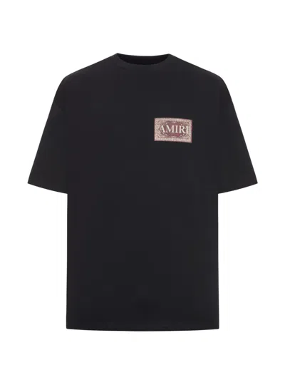 Amiri Men Crew Neck Cotton T-shirt With Print In Black