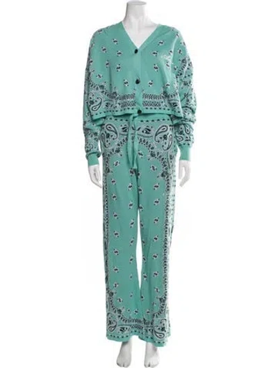 Pre-owned Amiri Printed Embroidered Accent Pant Set W/ Tags In Blue