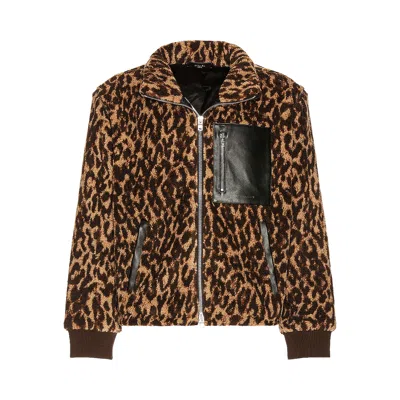 Pre-owned Amiri Printed Leopard Polar Fleece Jacket 'brown/tan' | Men's Size S