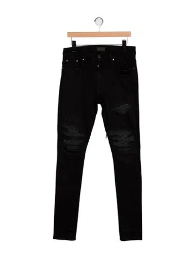 Pre-owned Amiri Printed Moto Pants In Black