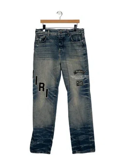 Pre-owned Amiri Printed Moto Pants In Blue
