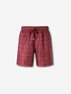 Amiri Mens Quad Graphic-print Silk Bowling Shorts Wine In Brown