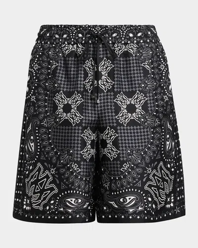Amiri Printed Silk Ma Bandana Drawstring Shorts In Multi
