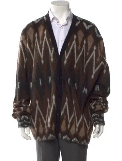 Pre-owned Amiri Printed V-neck Cardigan In Brown