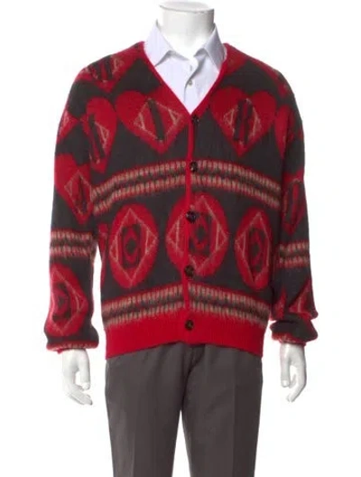 Pre-owned Amiri Printed V-neck Cardigan W/ Tags In Red