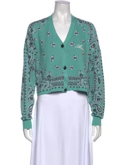 Pre-owned Amiri Printed V-neck Sweater In Blue