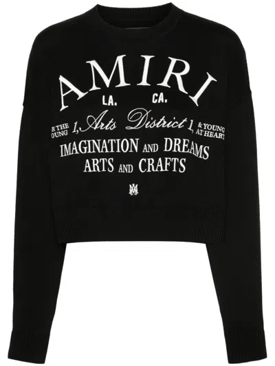 Amiri Logo-embroidered Cotton Jumper In Schwarz