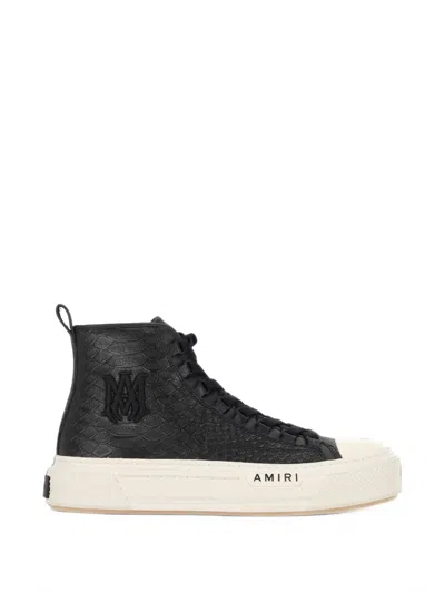Amiri Python Embossed Ma Court Hi Sneakers In Black