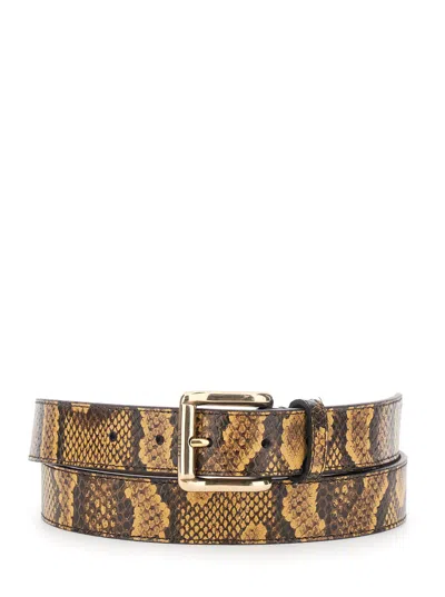 Amiri Python Square Belt With Leather Details And Reptile Print In Multi