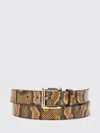 Amiri Python Square Belt With Leather Details And Reptile Print In Brown