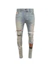 Amiri Distressed Stretch Denim Jeans With Faded Effect In Blue
