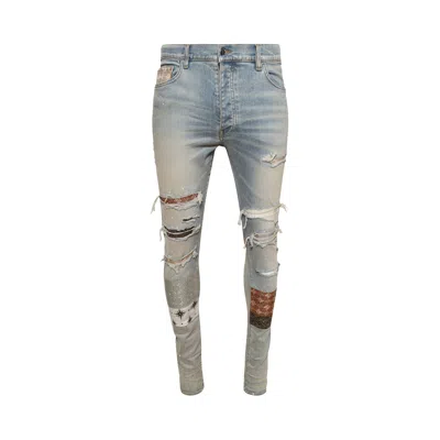 Pre-owned Amiri Quad Artpatch Skinny Jean 'antique Indigo' | Blue | Men's Size 40