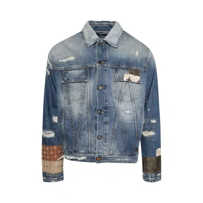 Pre-owned Amiri Quad Artpatch Trucker Jacket 'nightshade Indigo' | Blue | Men's Size Xxl