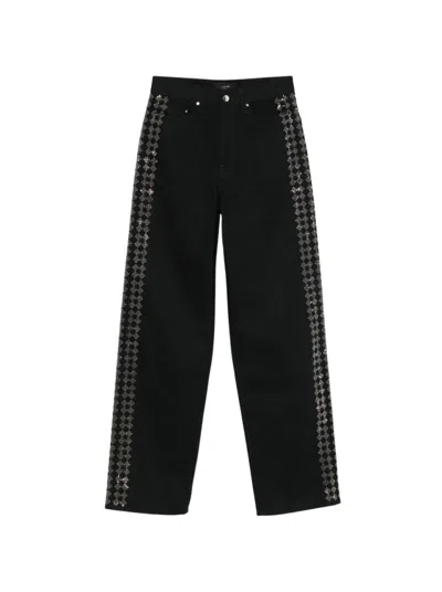 AMIRI AMIRI QUAD CYRSTAL WIDE LEG JEANS BLACK