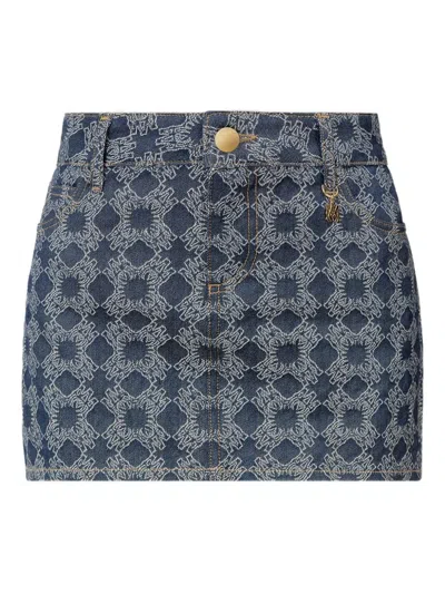 Amiri Quad Denim Mini Skirt In Blue