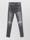 Amiri Quad Flannel Grey Ripped Denim Jeans