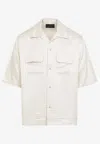 Amiri Embroidered Satin Shirt With Chest Pockets In White
