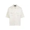 Amiri Embroidered Satin Shirt With Chest Pockets In White