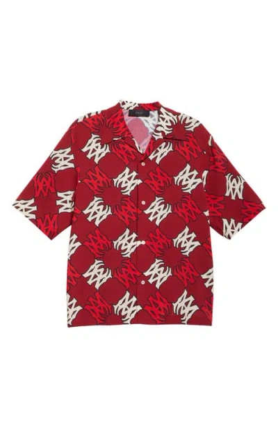 Amiri Quad Logo Bowling Shirt In Deep Red