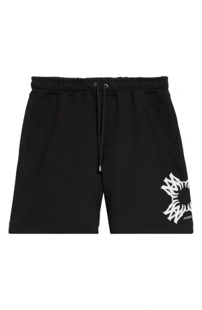 Amiri Quad Logo Cotton Graphic Sweat Shorts In Black