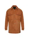 Amiri Quad Suede Overshirt Golden Coast In Brown
