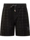 Amiri Black Bermuda Shorts With All-over Ma Quads Motif And Embroidered Logo On The Front In Black