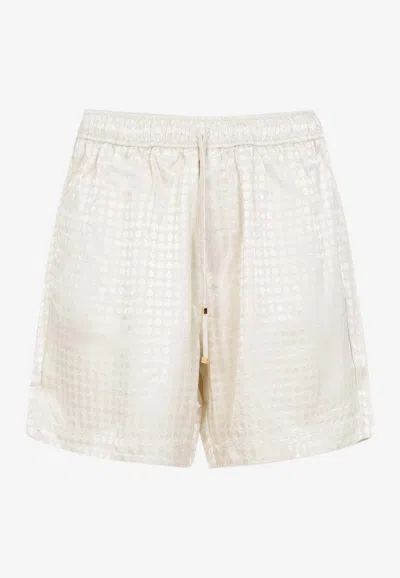 Amiri Quad Viscose Jacquard Shorts In Beige