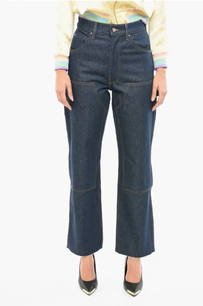 Amiri Raw-cut Bottom Dark-washed Regular Fit Jeans In Blue