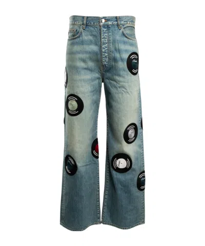 Amiri Record Wide-leg Jeans In Gray