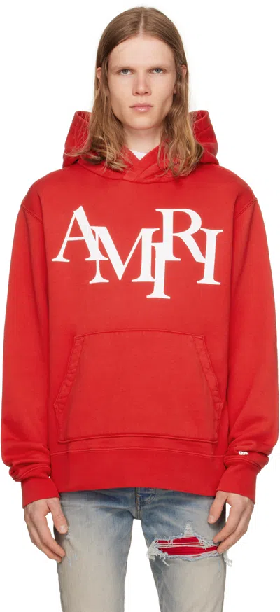 Amiri Staggered Hoodie In Red